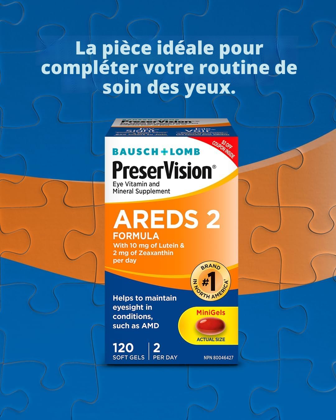 Supplément de vitamines et minéraux pour les yeux PreserVision AREDS 2