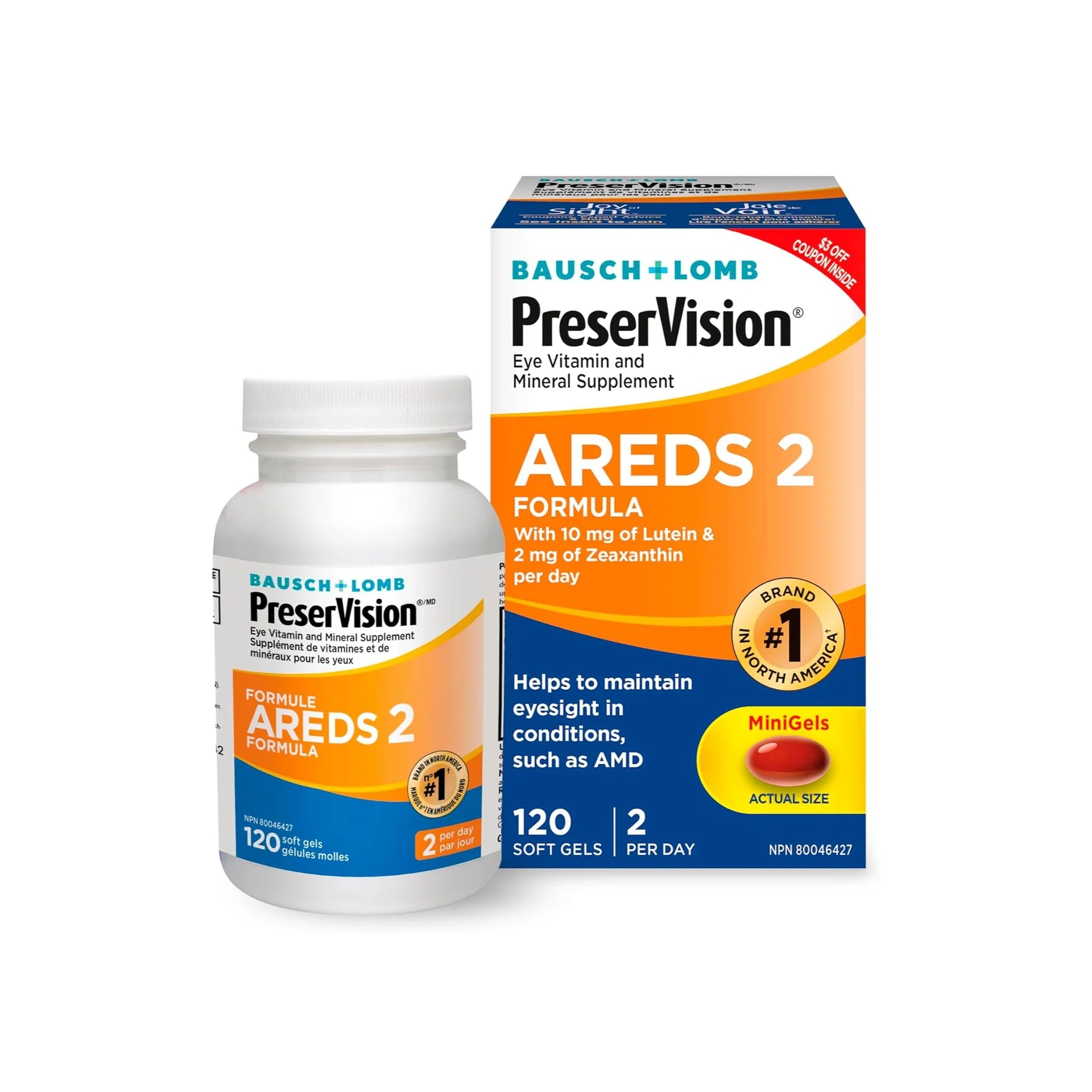 Supplément de vitamines et minéraux pour les yeux PreserVision AREDS 2